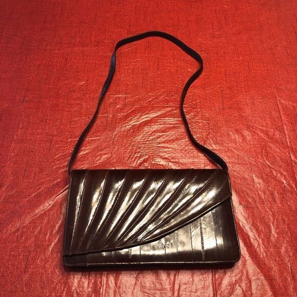 Eel Skin Dark Brown Shoulder  Bag - Picture 1 of 6